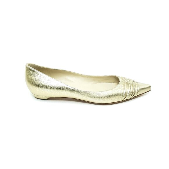 Jimmy Choo Gold Metallic Flats Pointed Toe Womens EUR 38.5 US 8.5 - Picture 16 of 16